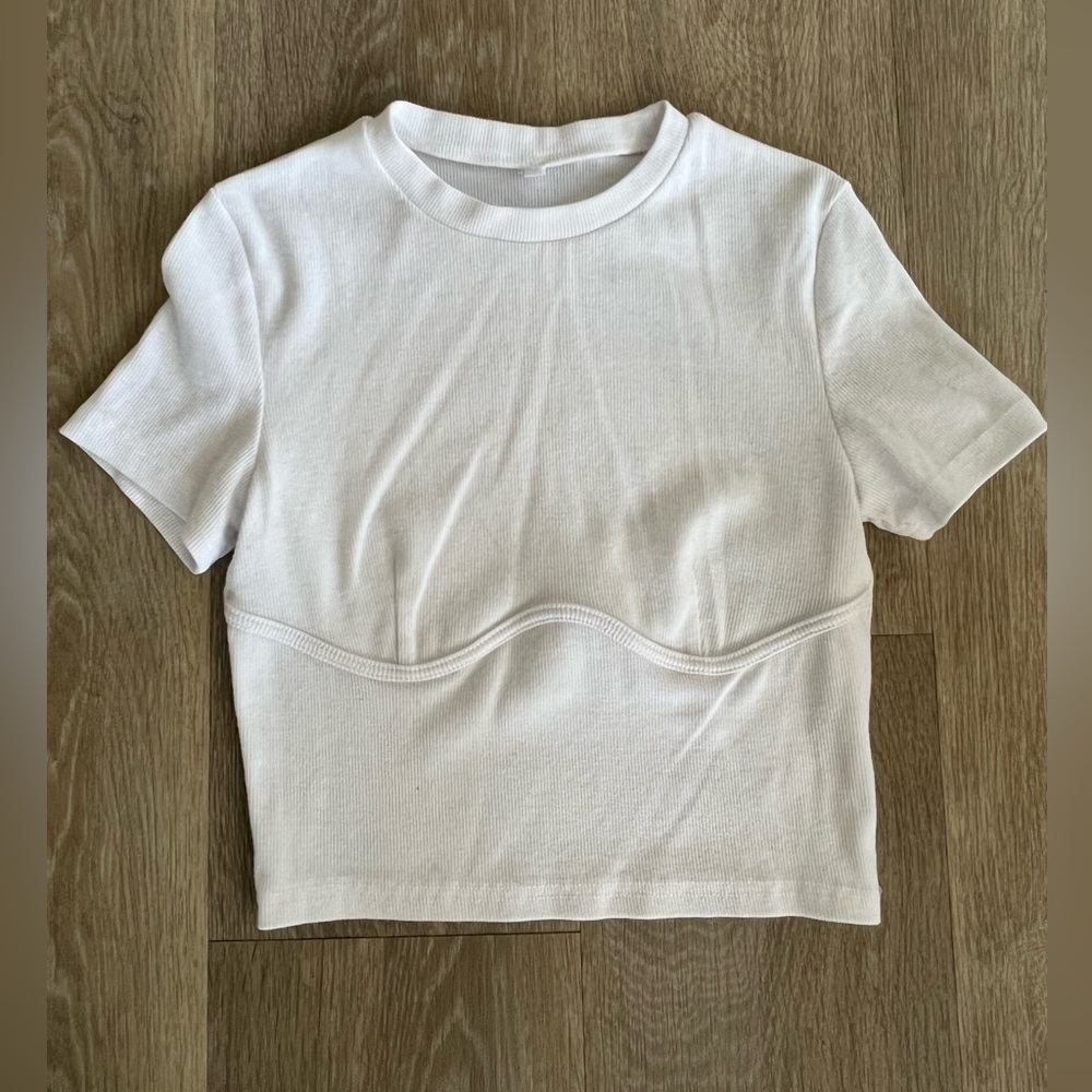 White Crop Top w/ Underboob Lining